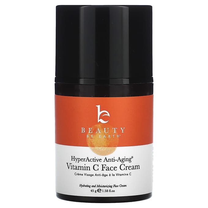 Beauty By Earth, Hyperactive Anti-Aging, Vitamin C Face Cream, 45 g (1.58 fl oz) black