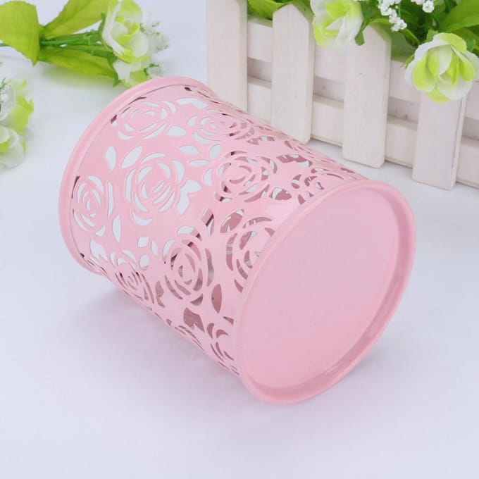 Bureau Organizer Hol Rozenbloem Patroon Pen Potlood Houder Container pink