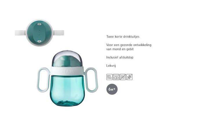 Mepal Mio antilekbeker 2.0 - 200 ml - Makkelijk vast te houden - Kinderservies - Deep Turquoise