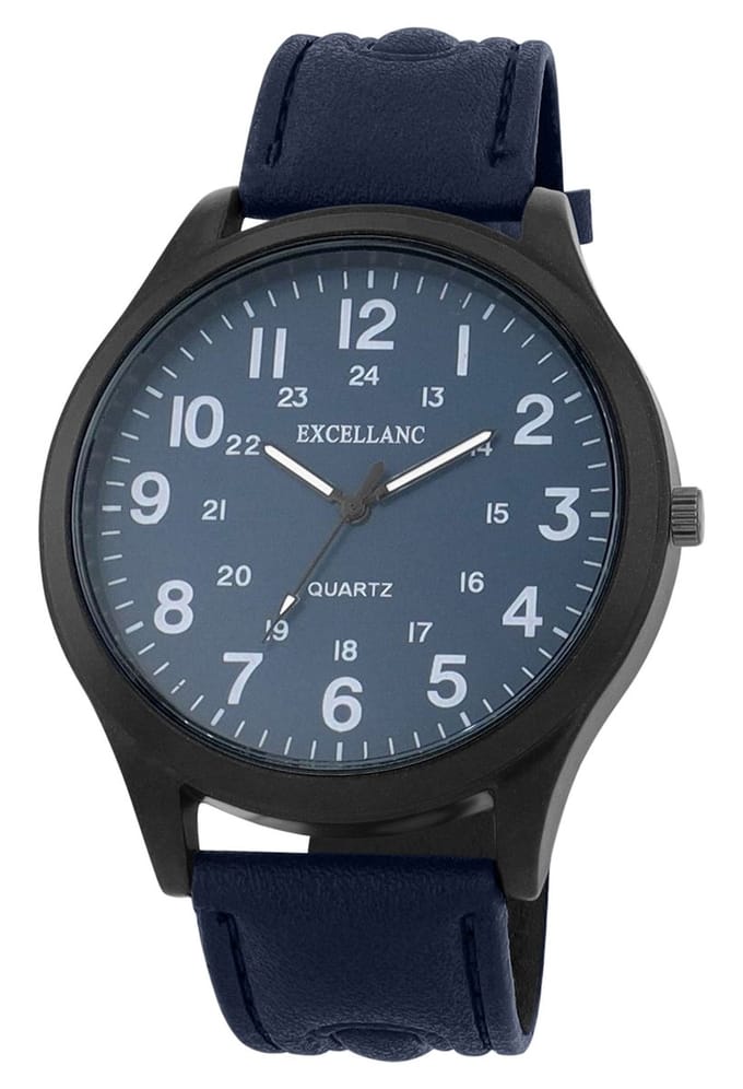 EXCELLANC Herenhorloge lederimitatie Mineralglas