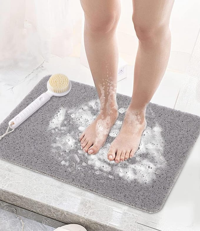 Antislip Douchemat met Massage-effect - Waterdoorlatend en Wasbaar - 40 x 60 cm, Grijs