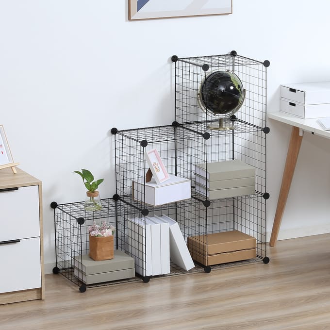 HOMCOM kubusrek - metaal - 109L x 37B x 109H cm - zwart