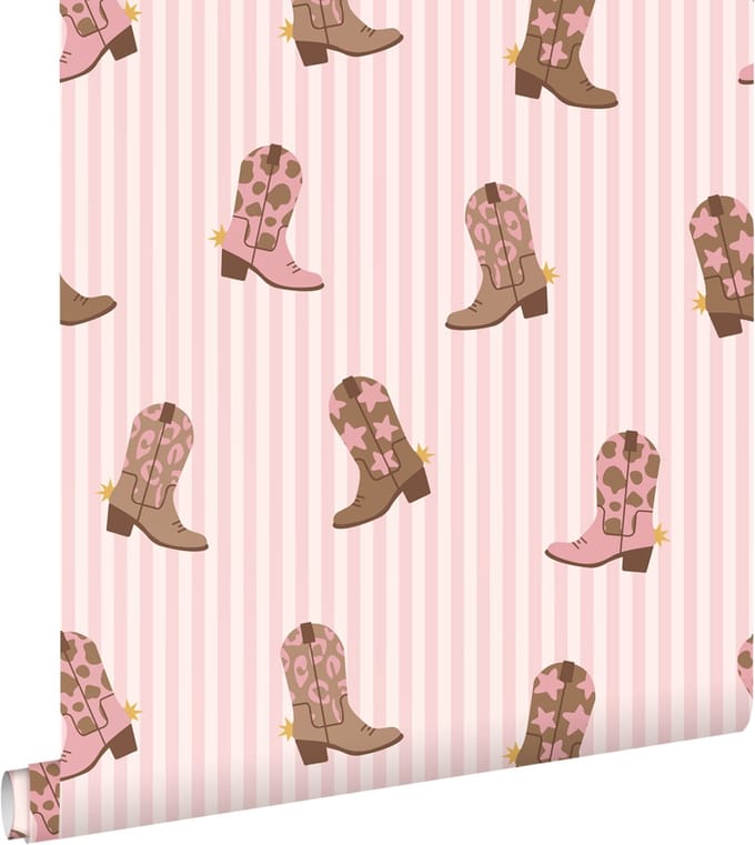 ESTAhome behang cowboylaarzen roze - 50 x 900 cm - 132045