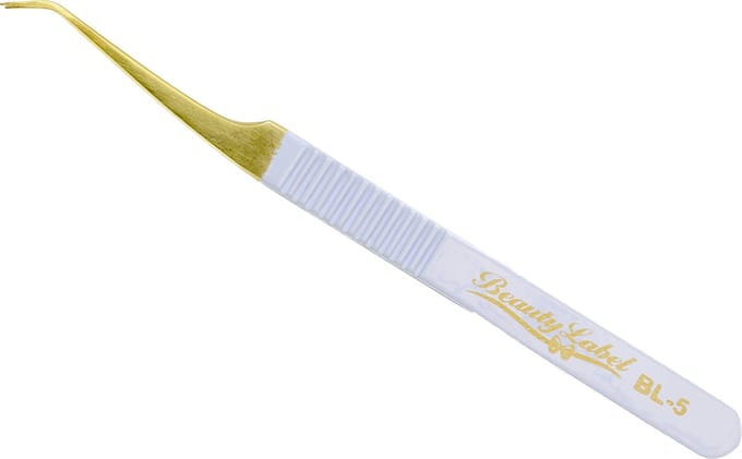 Beauty Label Pincet- Curved Tweezer -BL-5 - Wit/Goud