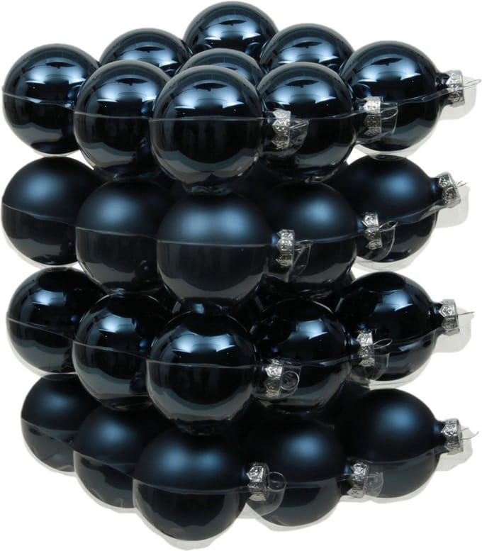 Othmar Decorations Kleine kerstballen - 36x st - donkerblauw - D4 cm - glas - kerstversiering