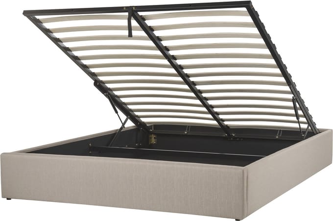 DINAN - Tweepersoonsbed - Lichtbruin - 160 x 200 cm - Polyester