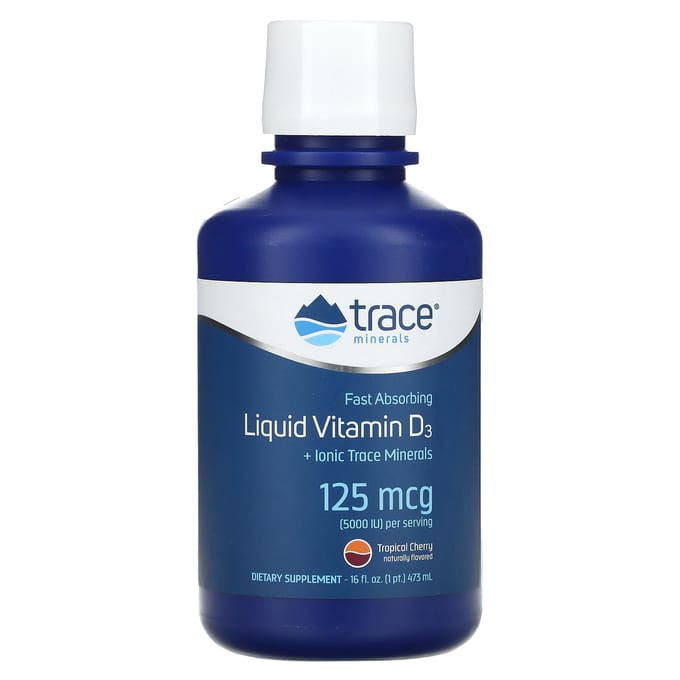 Trace, vitamine D3 liquide, cerise tropicale, 125 mcg (5 000 UI), 473ml (16 fl oz)