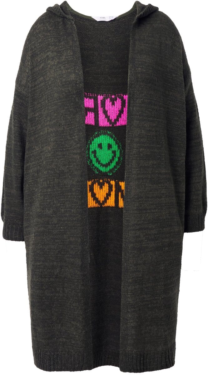 Angel of Style - Dames - Lang vest tekst op de rug open model - Kaki - Maat 50+