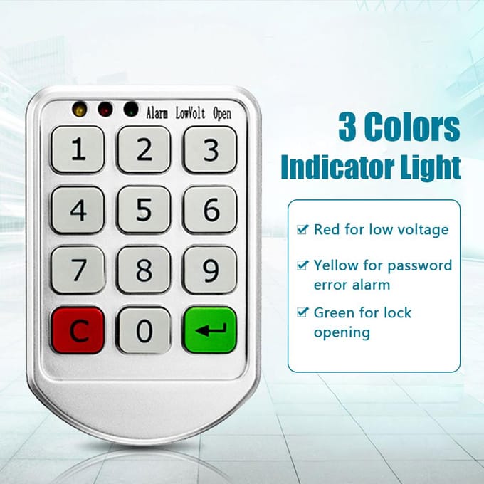 Verrouillage électronique du clavier pour armoire, indépendant et ouvert, double Modes de fonctionnement, indicateur à 3 couleurs argenté