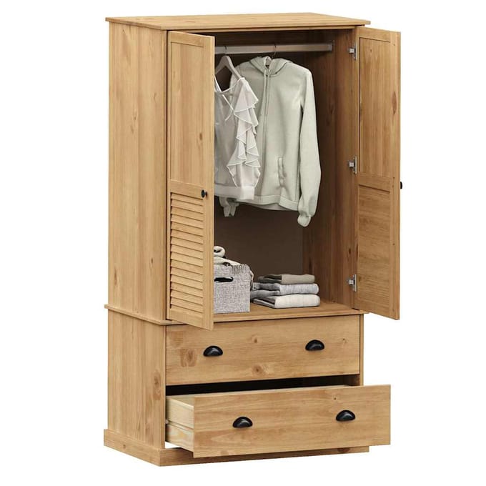 vidaXL - Kledingkast - VIGO - 90x55x170 - cm - massief - grenenhout
