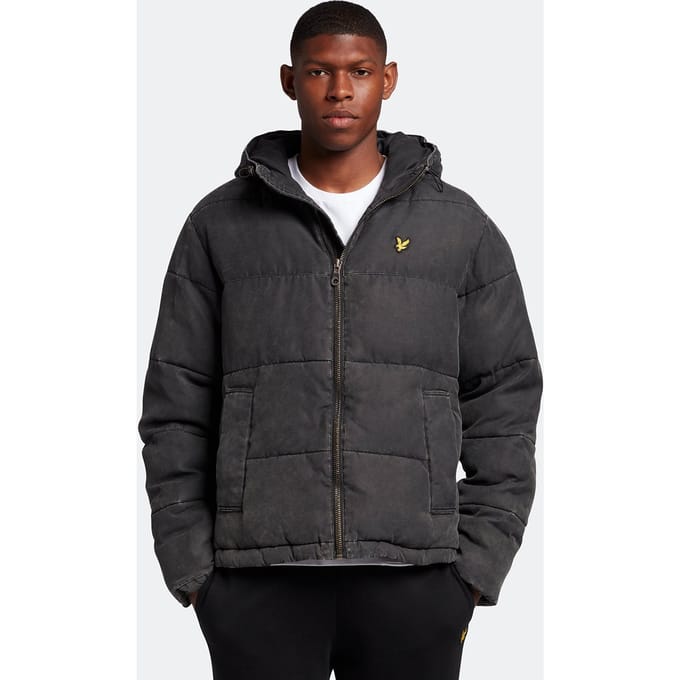 Lyle & Scott gewassen gewatteerd jack in zwart