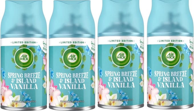 Air Wick Spring Breeze & Island Vanilla - Voordeelverpakking 4 x 250 ml