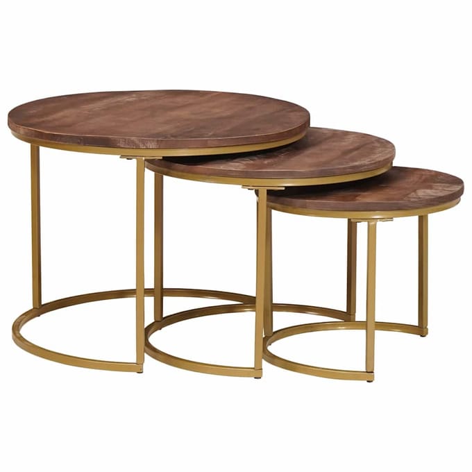 vidaXL - Nesting - Koffietafels - 3 - st - Donkerbruin - 60 - x - 60 - x - 45 - cm