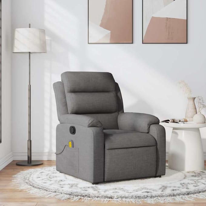 Vidaxl Klapbare Massagestoel, Donkergrijs, Bekleed met Stof