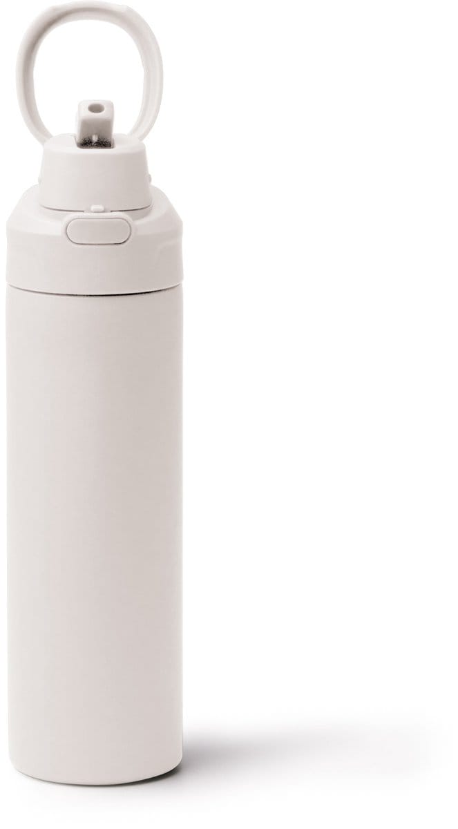 Witte Dubbelwandige RVS thermosfles 700 ml inclusief draaggreep