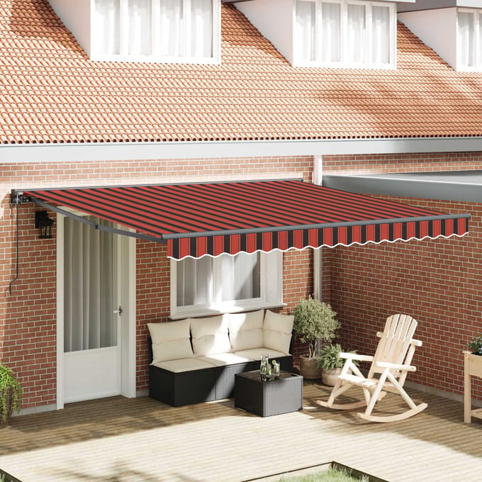 vidaXL - Uitschuifbare - luifel - Geel - en - Oranje - 400 - × - 350 - cm - Polyester