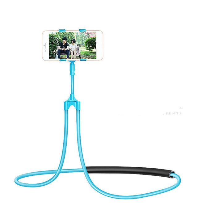 Mobiele Telefoonhouder Hangend om de Nek Multifunctioneel Flexibel Verstelbaar voor Bed Bank Auto Blauw blue