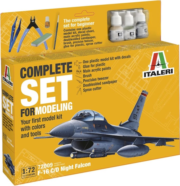 Italeri Modelbouwpakket Militaire voertuigen - 72009 F-16 C/D Night Falcon - Complete Set - Starter Kit Plastic - 1:72 - Modelbouw
