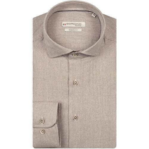 Giordano Overhemd Row Cutaway Soft Abstract Graphical Pattern Donker Bruin / male