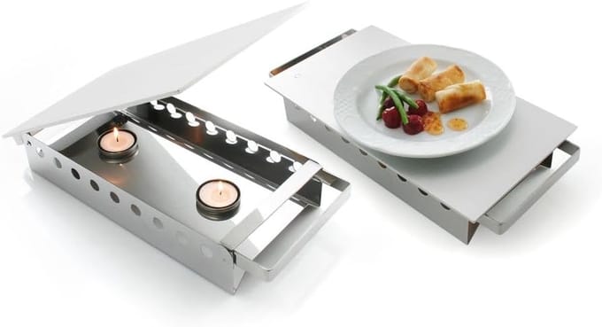 Warmhoudplaat voor Buffet - 2 Pitten - RVS en Krasbestendig Aluminium