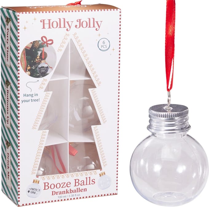 Kerstdrankballen vulbaar 100ml 6 stuks
