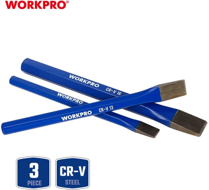 WORKPRO WP201302 – Koudbeitelset 3-delig – Professioneel CR-V Staal