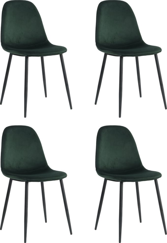Lina® Napoli Eetkamerstoelen - Groen - Set van 4 - Fluweel - Velvet