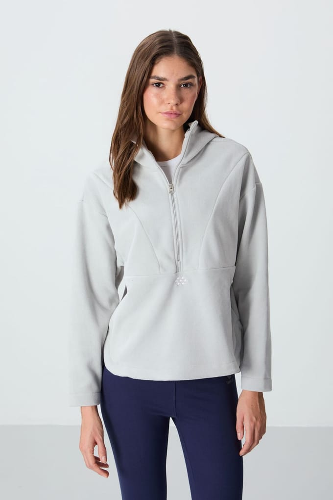 Overgrote Pluche Half-rits Hoody Sweatshirt