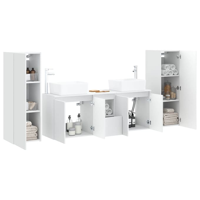 vidaXL - Badkamermeubel - Set - 5 - st - Wit - 33 - x - 34,5 - x - 100 - cm - Bewerkt - hout