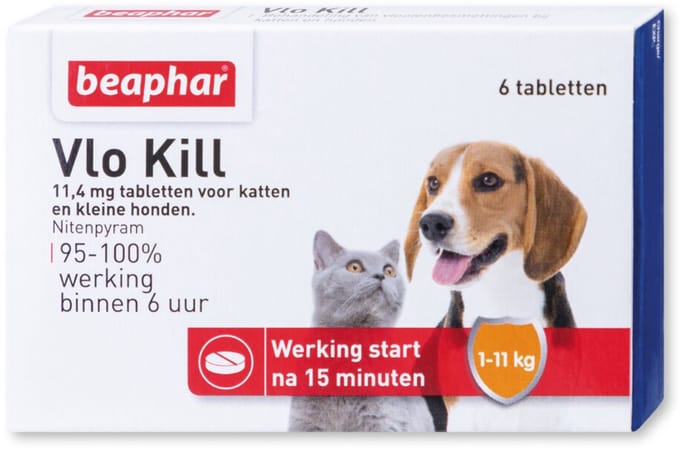 Beaphar Vlo Kill - Vlooien tabletten kleine hond/kat - Tot 11kg - 6 Tabletten