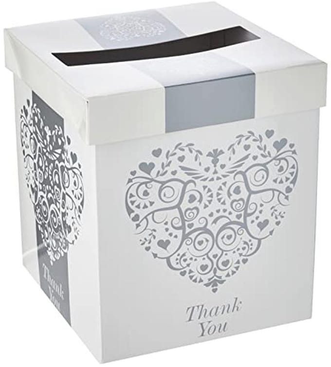 Vintage Romance brievenbus - papier, zilver, 21 x 21 x 25 cm