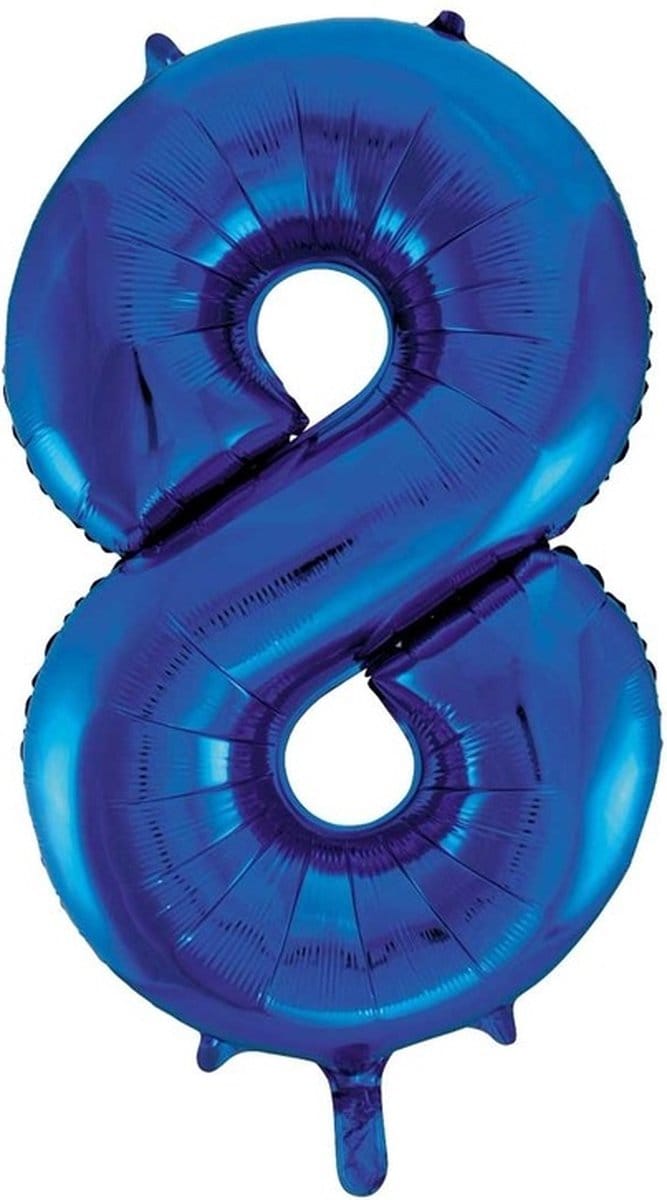 Cijfer 8 folie ballon blauw van 86 cm