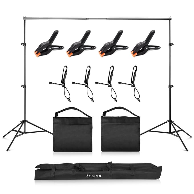 Andoer 2.6 * 3 Mètres/ 8.5 * 10 Pieds Alliage d'Aluminium Studio Support de Fond Support Réglable noir