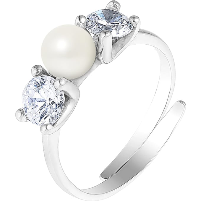 Witte cultuur parelring 5-6 mm verstelbare zirkoniumoxiden 925
