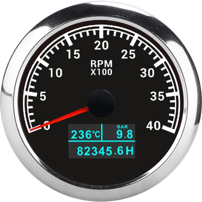 Pointer Toerenteller 3-in-1 RPM IP67 Multifunctioneel Watertemperatuur Oliedruk Tacho Meter voor Auto Boot Vrachtwagen Black Dial black