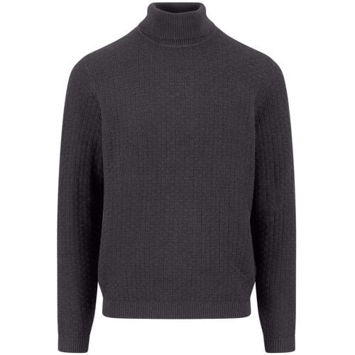 Fynch-Hatton Trui Rollneck Square Triple Stripe Texture Charcoal / male