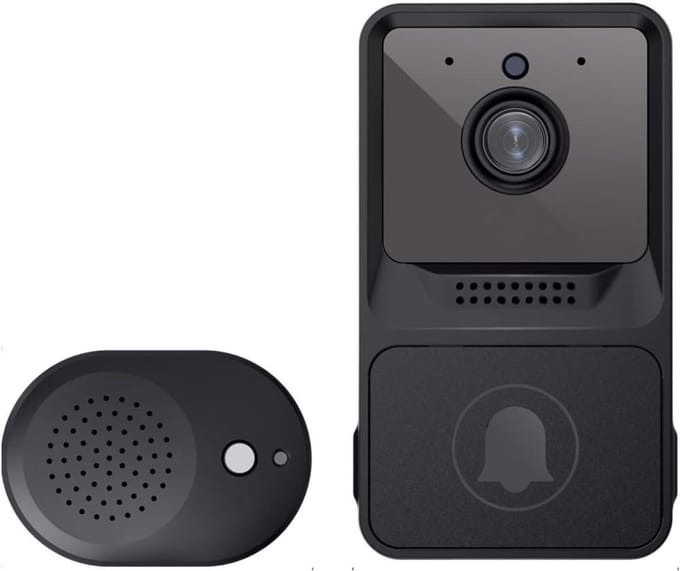 Videodeurbel Camera - Slimme Intercom - Huisbeveiliging - Draadloze Installatie - 480P Resolutie - Zwart