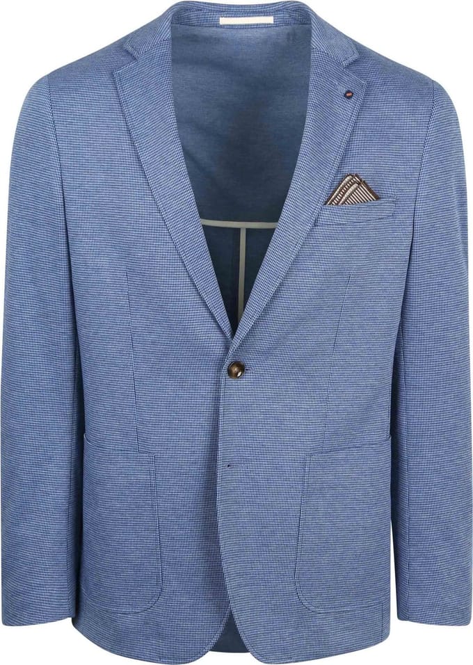 Suitable Colbert Face Print Jeans Blauw - Maat 46 - Heren blazer