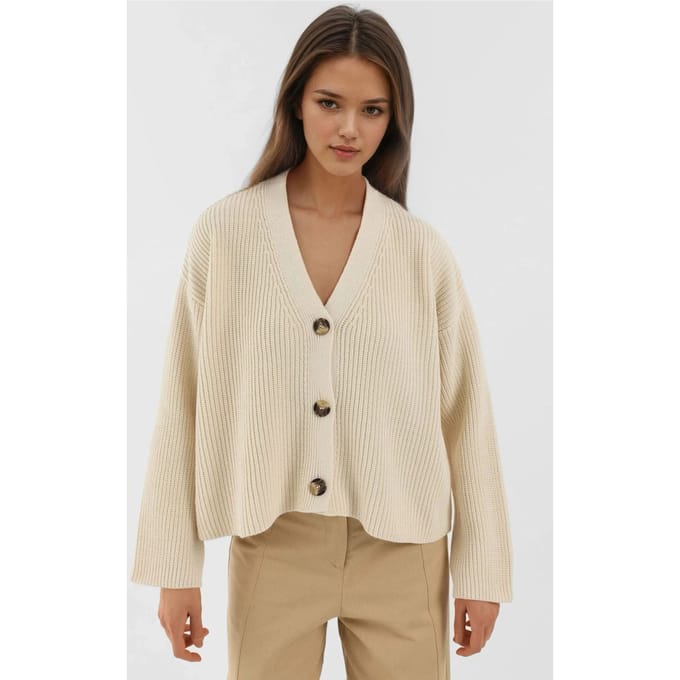 V-hals Oversized Gebuttonde Cardigan