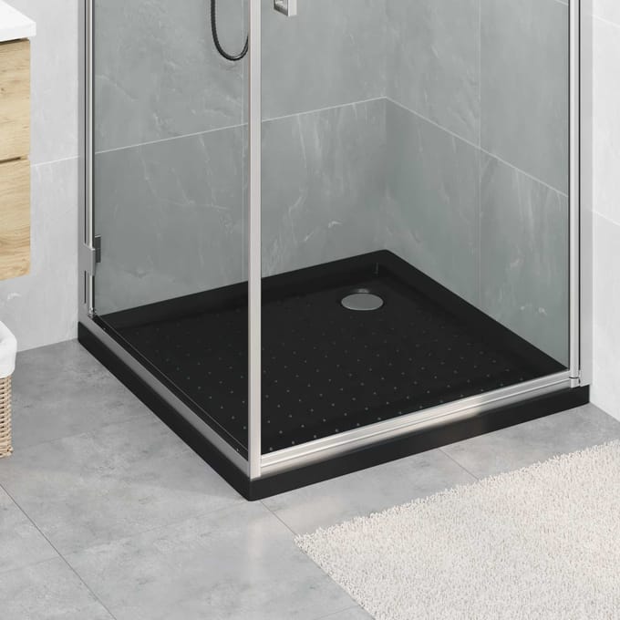 vidaXL - Douche - Basis - Tray - met - Stippen - 80 - x - 80 - x - 4 - cm - ABS - Zwart