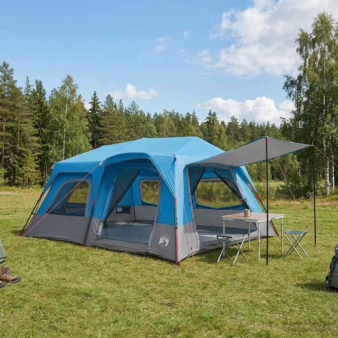 vidaXL - Directe - Tent - 10-persoons - Blauw - 185T - Polyester - met - PU - Coating