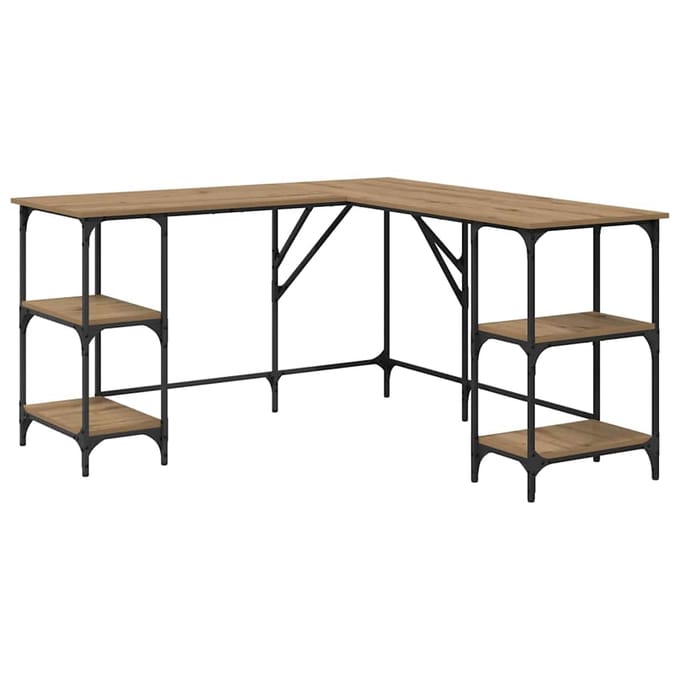 vidaXL Bureau Artisan Eiken 139 x 139 x 75 cm Bewerkt hout
