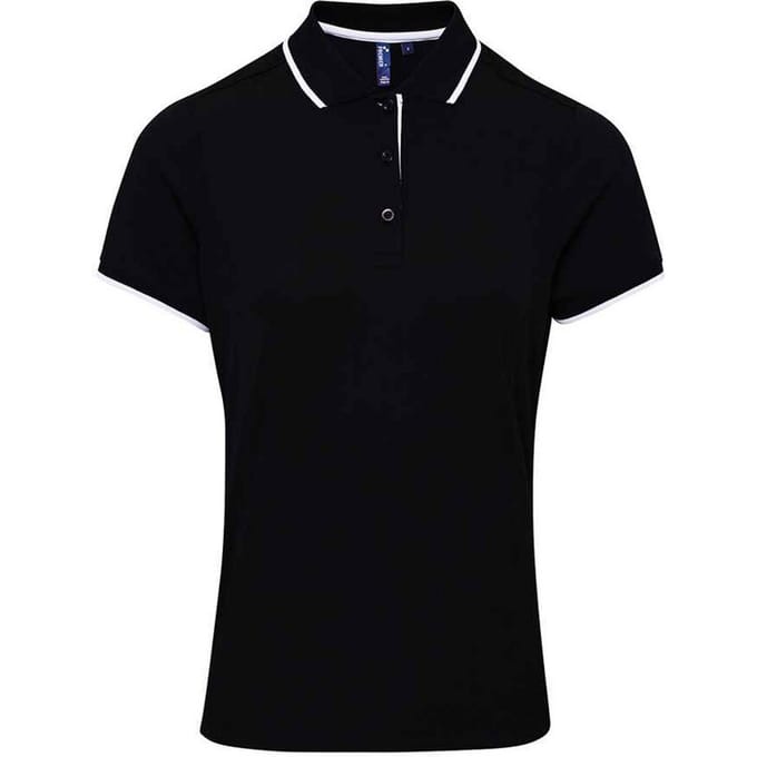 Premier Dames/Dames Coolchecker Contrast Poloshirt (Zwart/Wit)