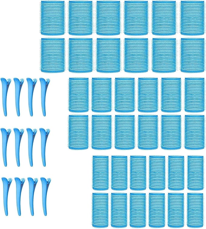 Grote Krulspelden Set - Haarrollers Clips - Haar Styling - Warmtevrij Krullen - 3 Maten 36 Stuks - Blauw
