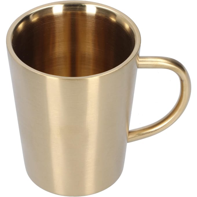 340 ml 304 roestvrijstalen bierpul, koffie- en waterbeker met handgreep, dubbelwandig drinkgerei, goudkleurig black
