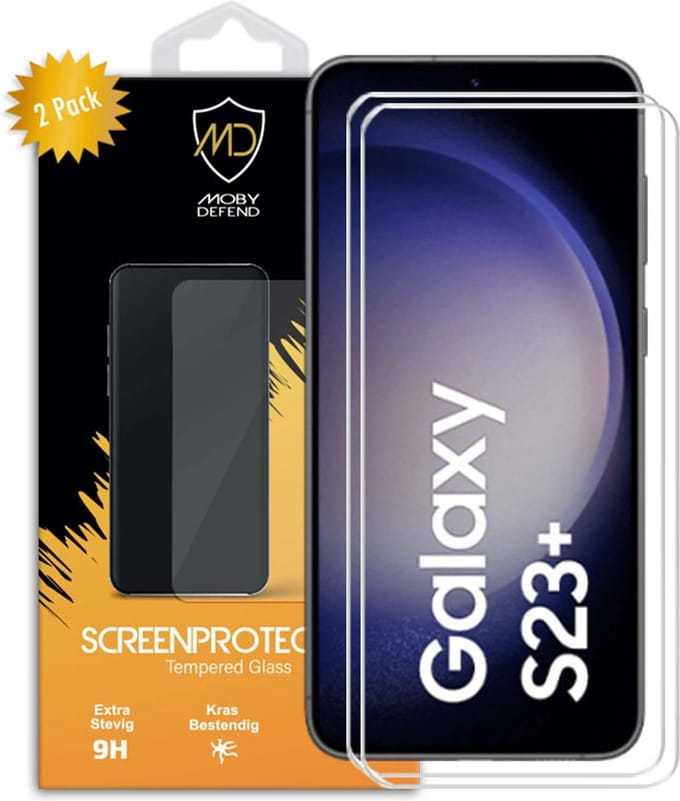 2-Pack MobyDefend Screenprotectors - Geschikt voor Samsung Galaxy S23 Plus (S23+) - Case-Friendly Screensavers - Gehard Glas