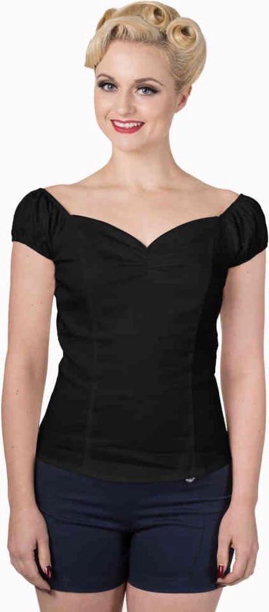 Dancing Days - WINNIE Off shoulder top - 2XL - Zwart