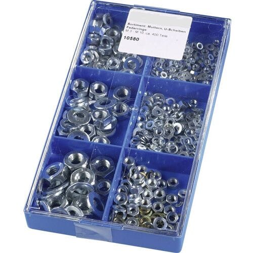 804436 Assortiment moeren, U-schijven, veerringen Inhoud 400 stuk(s)