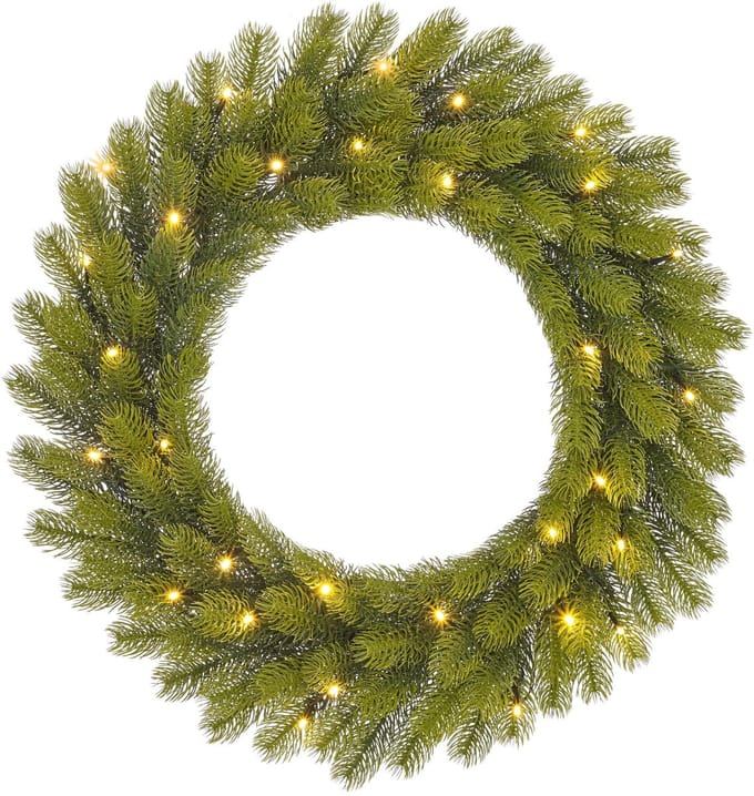 Black Box Trees Kerstkrans met LED-verlichting - Groene kunstmatige hulst krans voor kerstversiering buiten en binnen - Ø60 cm