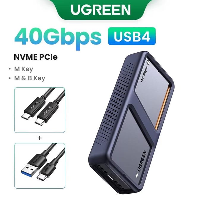 Boîtier de disque dur UGREEN USB4 40 Gbps compatible Thunderbolt 3/4 M.2 NVMe boîtier de disque dur portable adapté aux ordinateurs Apple gris